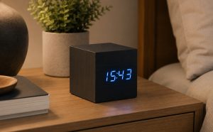 Cube Click Clock - Black Blue LED