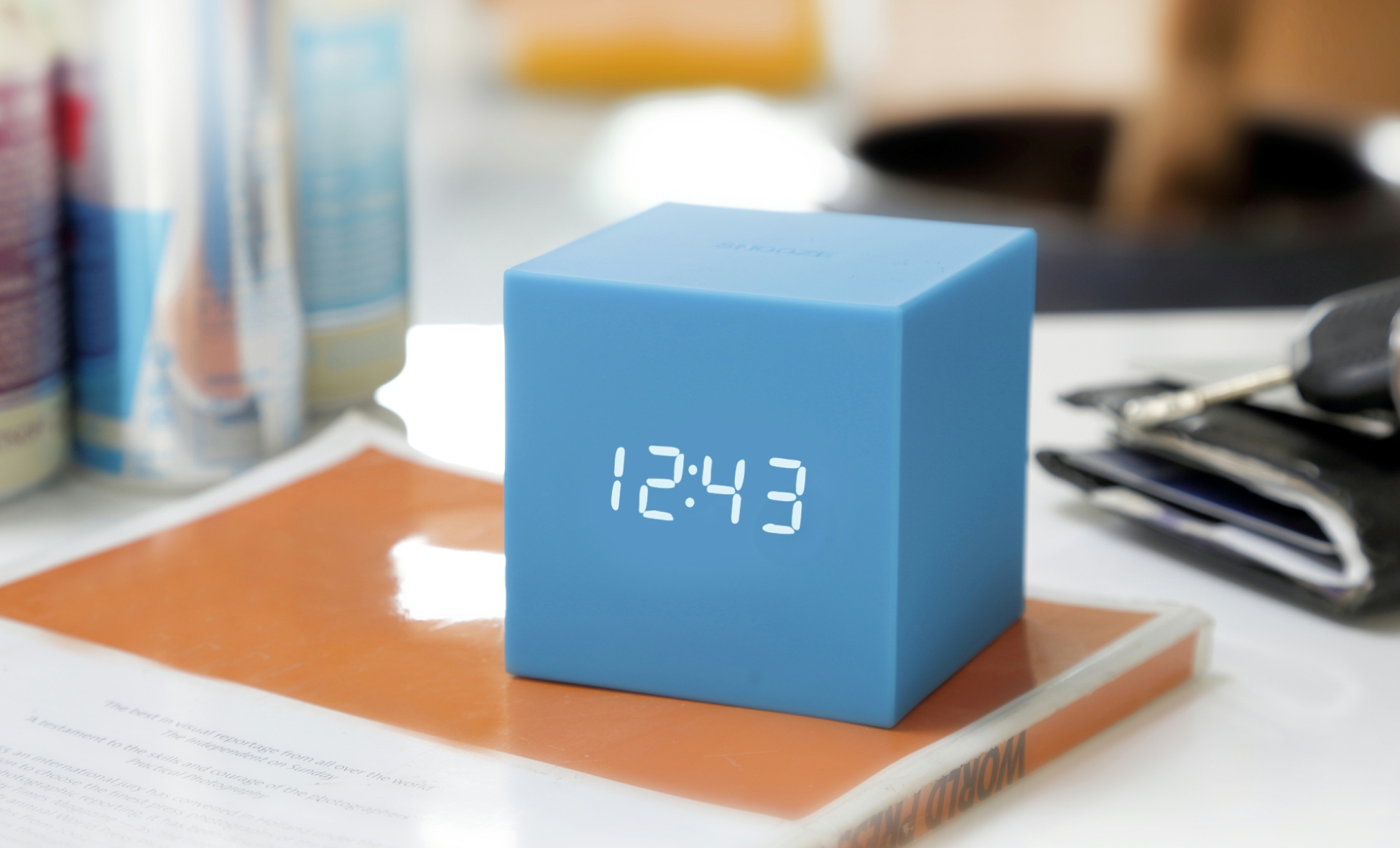 Gingko Gravity Cube Click Clock Bright Coloured Digital LED Display Alarm Clocks 