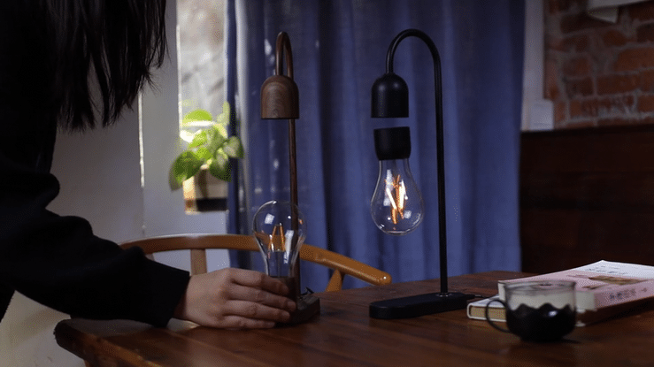 Modirnation Unique Modern Levitating Lamp with Floating Light Bulb and Built-In Qi Wireless Charger, Simplistic and Innovative Design, Warm